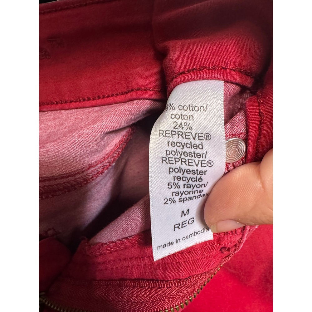 Maurices m jeans Womens Red High Rise Slim Leg Pants Size Medium Regular REPREVE - Picture 3 of 3